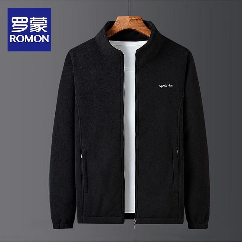 ROMON Men's Fleece Stand-Collar Casual Jacket
