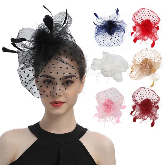 Feather Mesh Top Hat Headband Easy To Wear Style Headgear Daily Party Matching Lady Hair Accessories