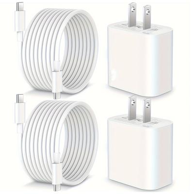 1-2 комплекта 2024 НОВЫЙ PD 20 Вт комплект быстрой зарядки для iPhone 16 15 Pro Max Plus USB C на Type-C 3,3 фута кабель для быстрой зарядки Аксессуары
