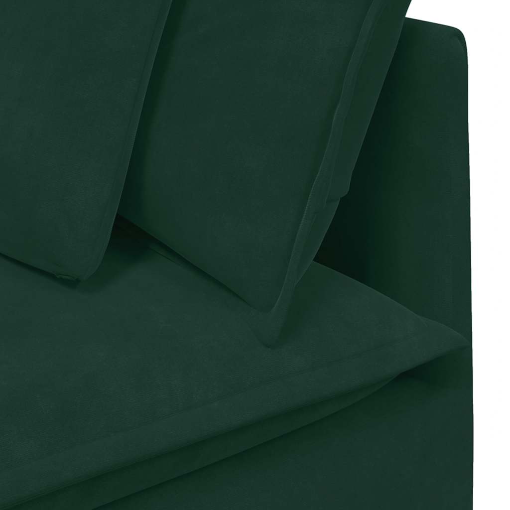 Modular Sofa with Cushions Velvet Dark Green