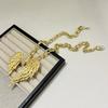 Exaggerated Retro Angel Wing Relief Wing Diamond Necklace Light Luxury High-End Feel Collarbone Chain Trendy Fashion Jewelry