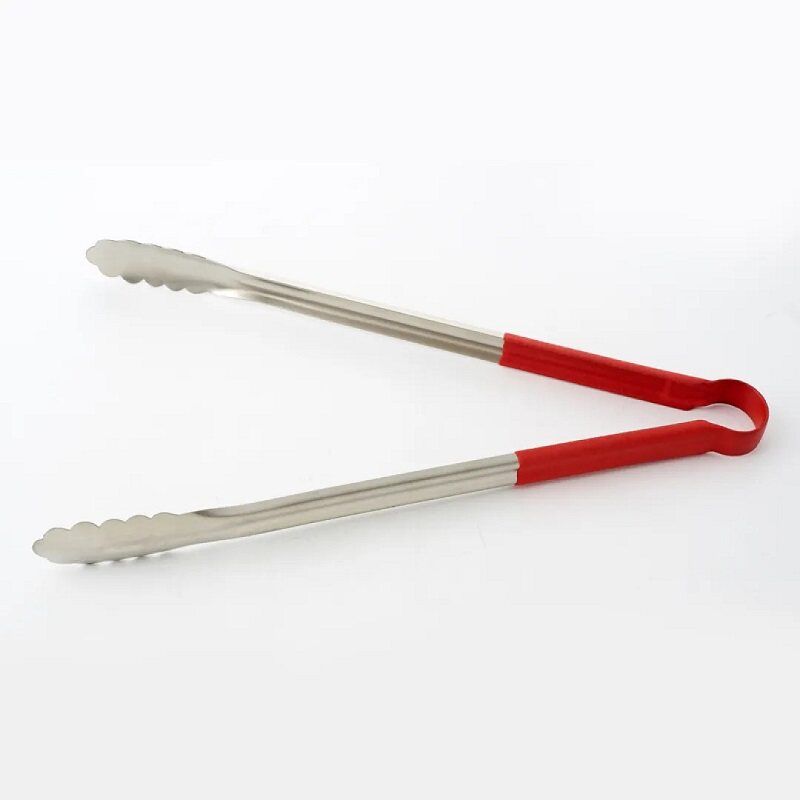 Thickened Stainless Steel Tongs, Bread Tongs, Barbecue Tongs, Rubber-Handled Hanging Food Tongs, 10-12- 14-16inch Plum Blossom Tongs