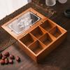 1pc 4/6 Grids Tea&coffee&spice&jewelry Dustproof Wooden Storage Box with Transparent lid,Perfect for Kitchen&dresser Place.