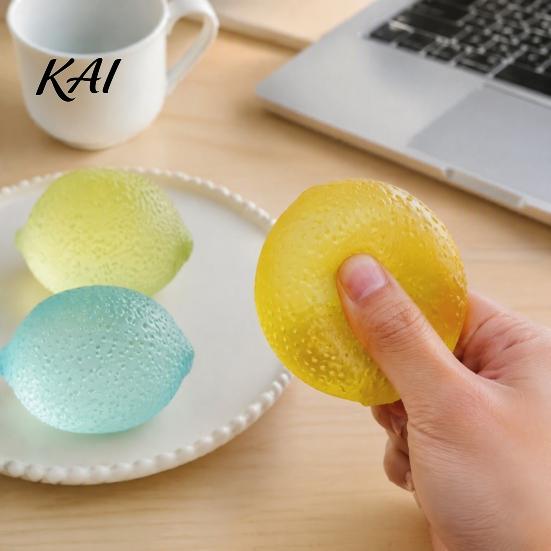 Office Desk Toys Clear Lemon Stress Relief Toy, Textured Ball Fidget Hand Therapy Exercisers Fake Fruit Squeeze Sensory Toy for Relaxation Relievers
