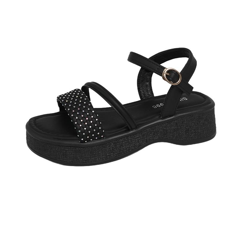 Women Platform Strap Sandals Thick Sole Extended Sizes Summer Walking Family Style Casual Vacation Daily Footwear Travel Footwear