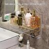 1pc Golden Luxury Bathroom Shelf Without punching,Shower Skin Care Products Wall Organizer Storage Rack with Hook,Kitchen Wall Mounted Storage Rack.
