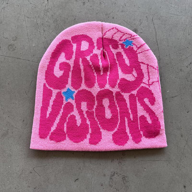 Letters Grvty Visions Knit Beanie Hats Winter Embroidered Casual Streetwear