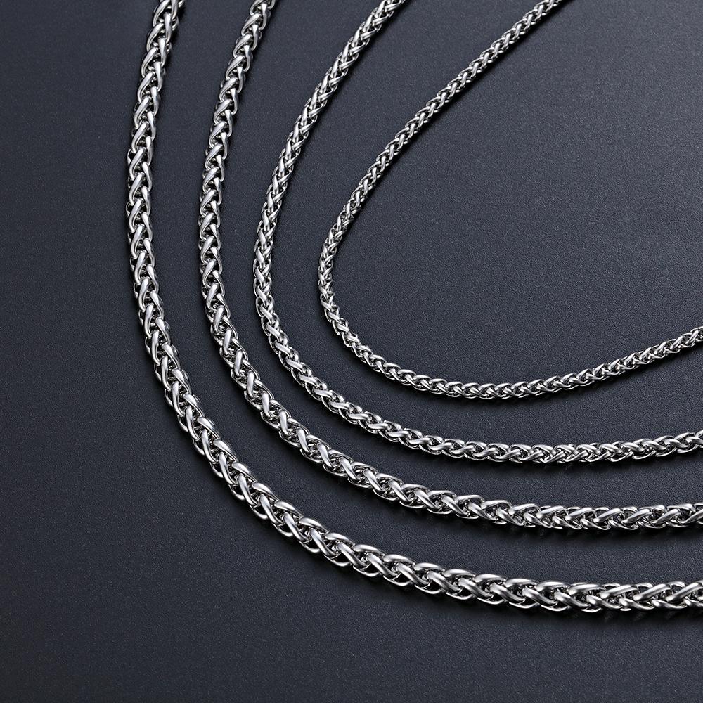 Choker Silver Color Cool Braided Wheat Chain Metal Collar Stainless Steel Necklace Heavy Link