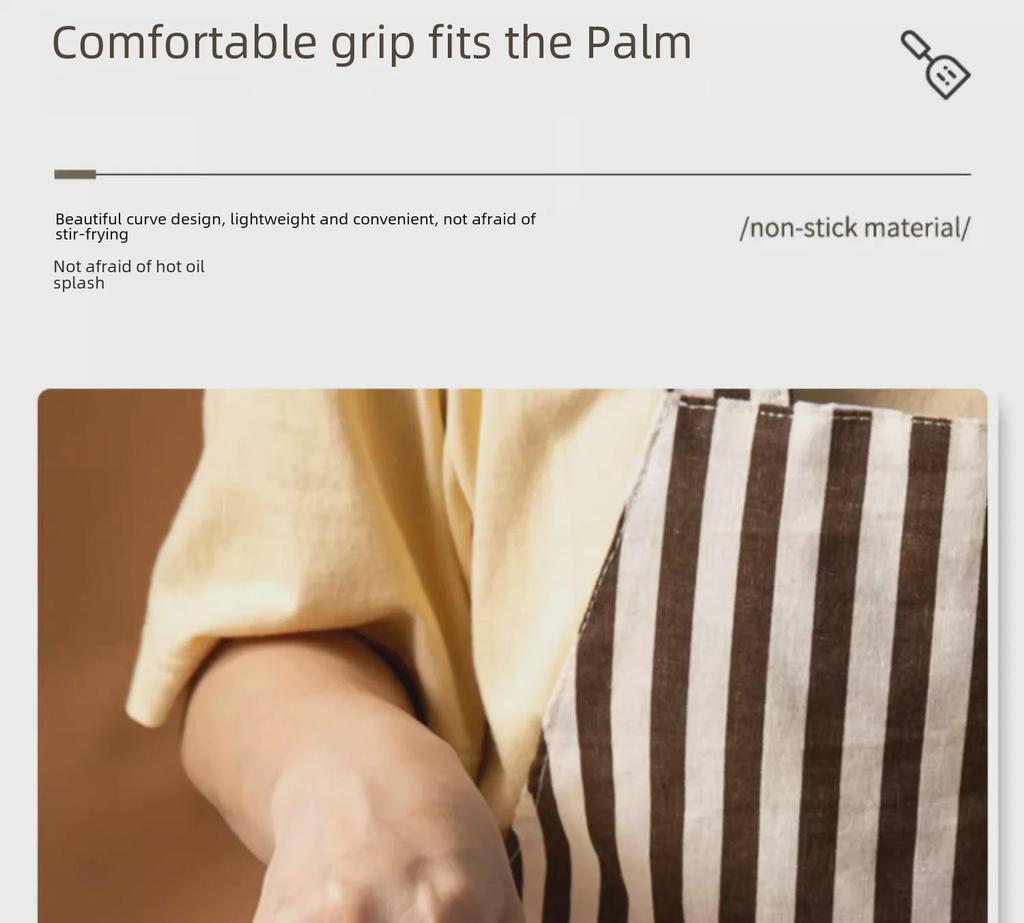 Кухонные принадлежности с антипригарным покрытием из силикона и бука: Лопатка с деревянной ручкой, лопатка для жарки и ложка для супа.