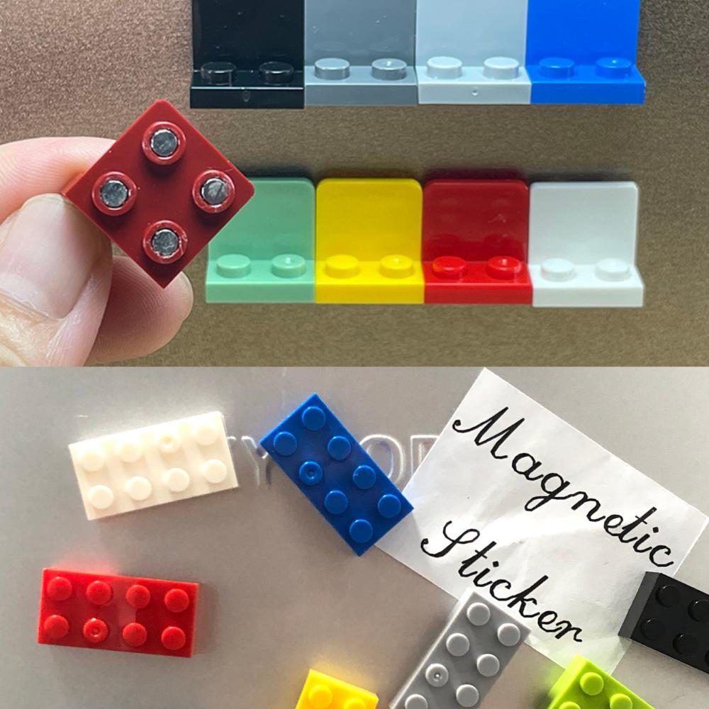 Магнитные кубики MOC для холодильника 2x4 1x2-2x2 с наклейками, развивающие конструкторы, игрушки для детей, рождественские подарки