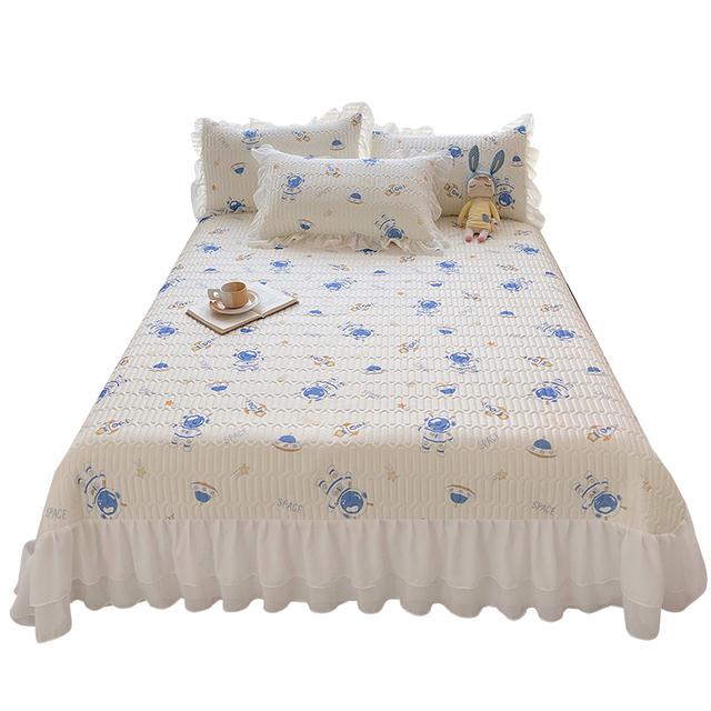 Комплект покрывал для кровати, летняя королева, крутая латексная простыня, нескользящий коврик с оборками, спальный коврик с двойным принтом, покрывало на кровать с 2 наволочками