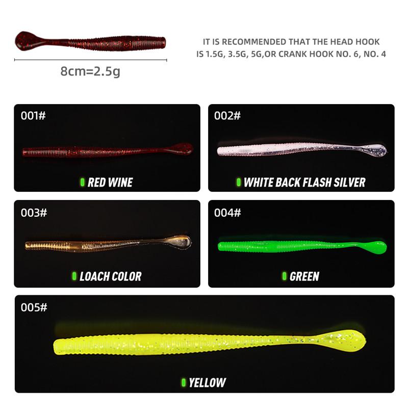 FTK 30 шт. искусственная силиконовая приманка 80 мм и 2,5 г маленькая мягкая приманка для дождевых червей, добавка для креветок, искусственная ловля карпа