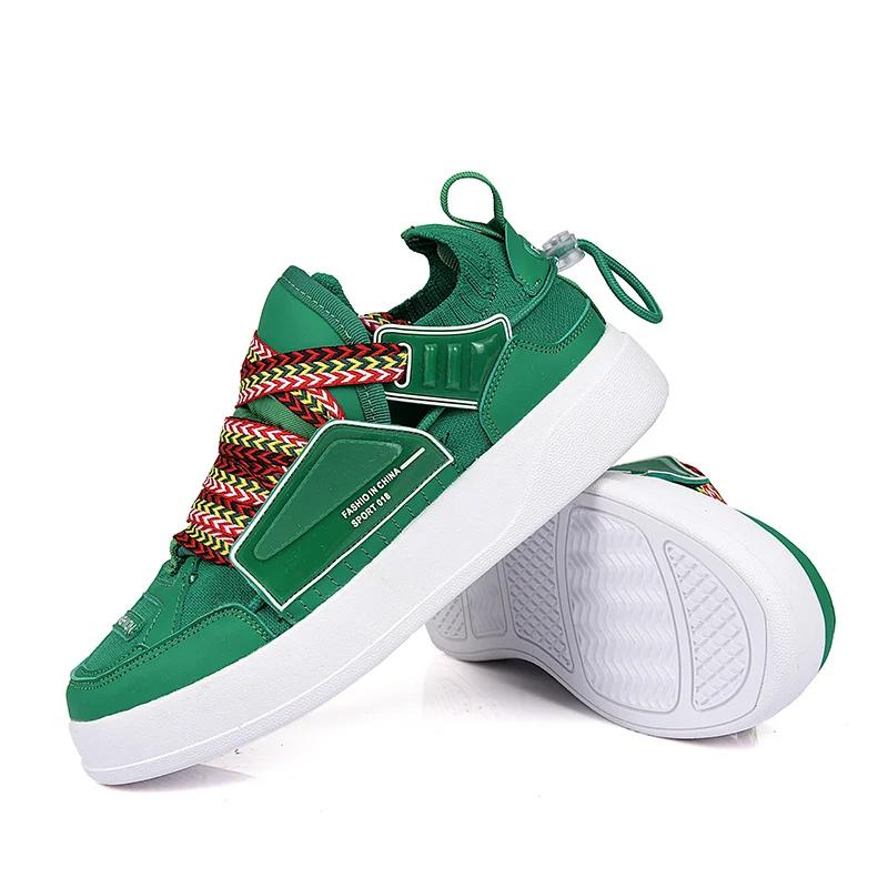 Harajuku Style Fashion Green Casual Sneakers for Men Дышащие кроссовки на платформе Мужские плоские дизайнерские кроссовки для мужчин basket homme