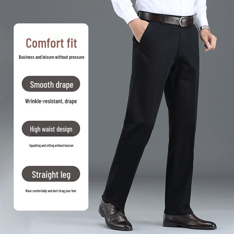 Pierre Cardin Men's Cotton High-Waist Casual Trousers