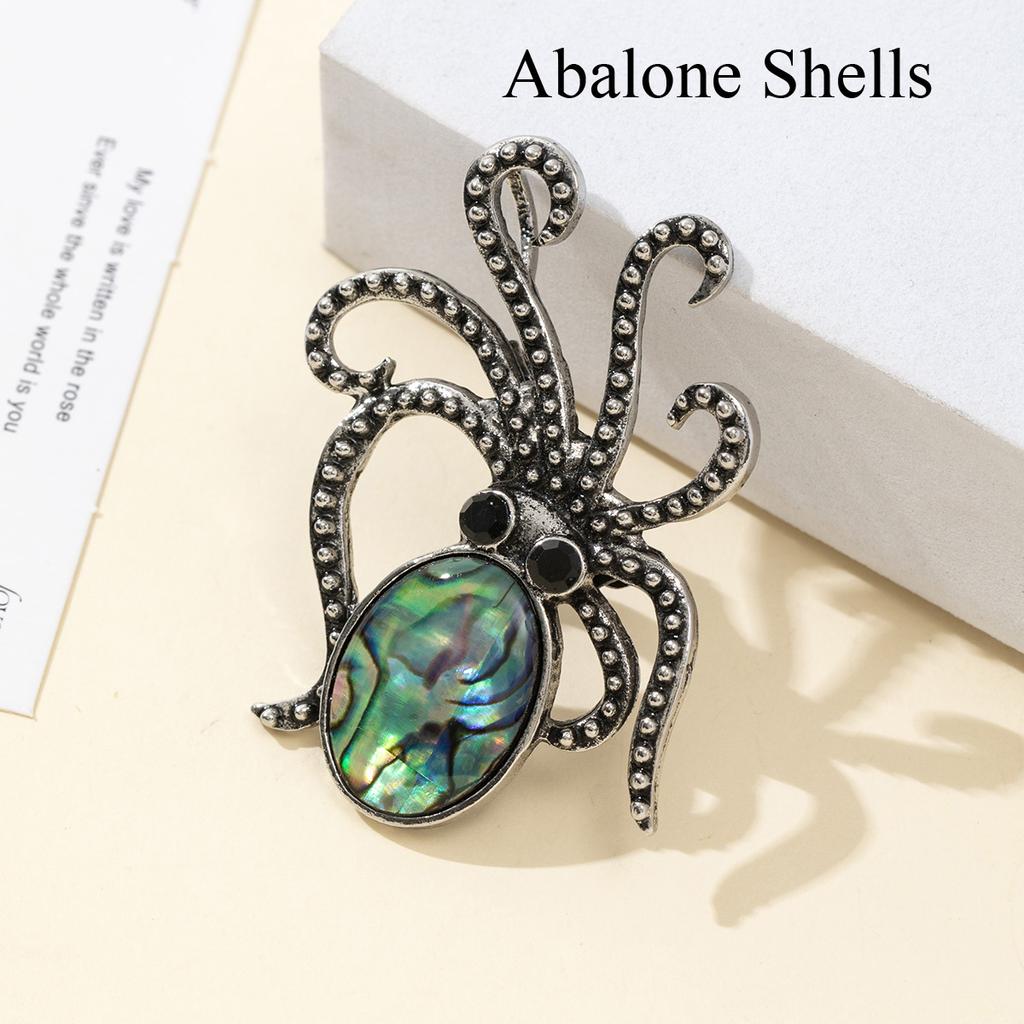 1 шт. Летние броши в виде осьминога из натурального камня в стиле океана, хрустальная брошь с аметистом, агатом, нефритом и драгоценным камнем для унисекс-ювелирных изделий на день рождения в подарок