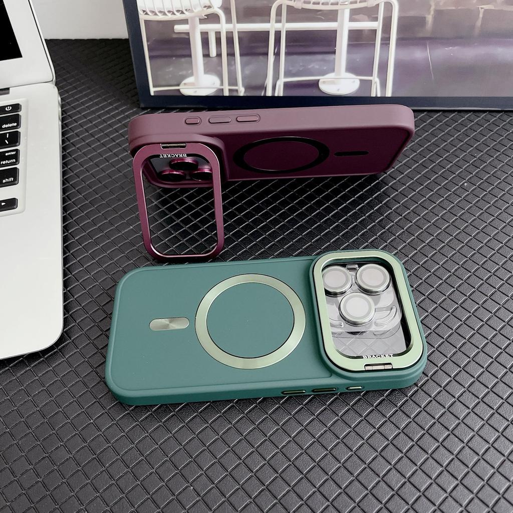 Невидимая магнитная подставка Жидкий чехол для телефона для iPhone 13/14/15/16/17 Pro Max - На ощупь как кожа, Защитный