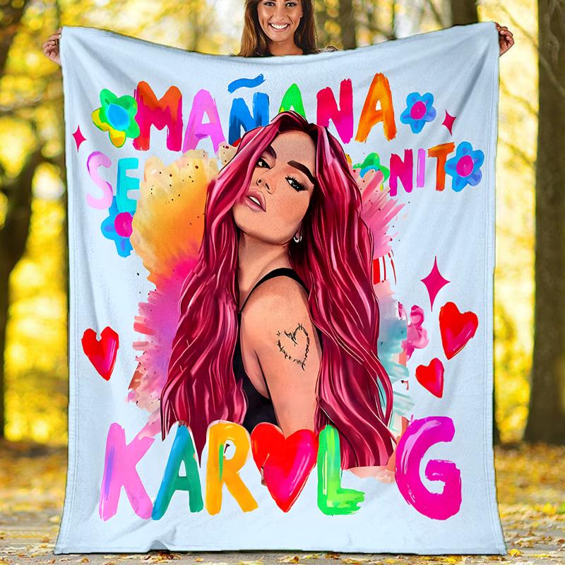 Karol G printed throw blanket—soft,warm;versatile blanket for all seasons—perfect as &air-conditioning throw,nap blanket