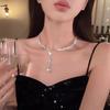 Light Luxury Shiny Zircon Tassel Choker Necklace For Women Girls  Versatile Clavicle Chain Jewelry Accessories Gifts