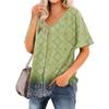Women's T Shirt Tee Printed Women's Shirts V Neck Short Sleeve Button Up Tunic Tops Blouse