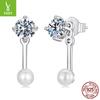 Simple And Exquisite Bead Moissanite Stud Earrings, Fashionable And Versatile S925 Sterling Silver Threaded Stud Earrings.