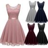 Attractive Round Neck Elegant Women Dress Crochet Large Hem Midi for Evening Party
