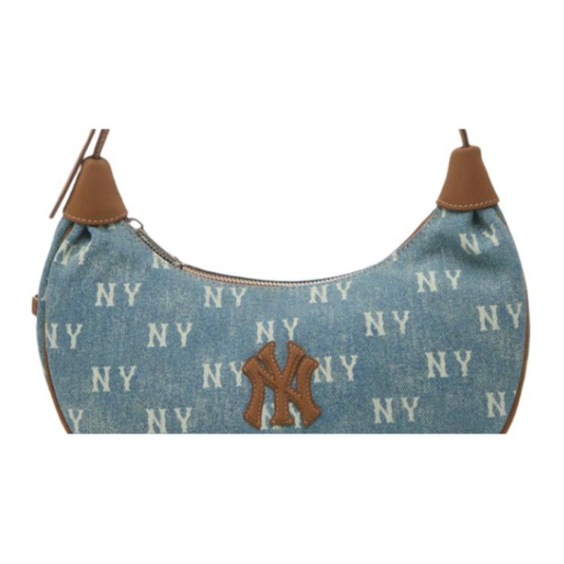 MLB Нью-Йорк Янкиз Монограмма Полиэстер Сумка через плечо Женская Джинсовая Светло-синяя Повседневная