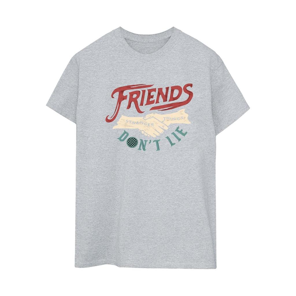 Netflix Womens/Ladies Stranger Things Friends Don´t Lie Hands Cotton Boyfriend T-Shirt
