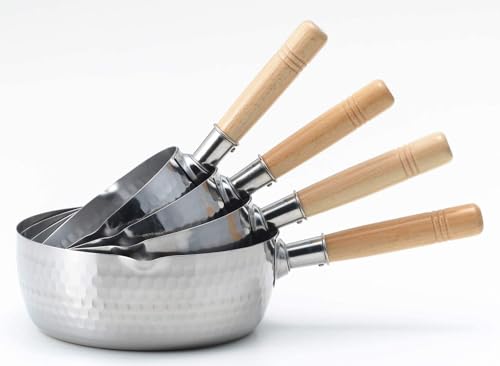 Yoshikawa Yukihira Saucepan, 20cm, 2.3L, Made in Japan, Stainless Steel, Dual-Sided Spout, Induction and Gas Compatible, YH6753, Tsubame-Sanjo