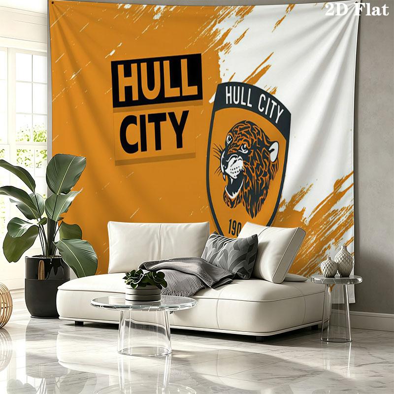 Hull City Wall tapestry, aesthetic printed fabric blanket, suitable for bedroom, living room, and home decor.