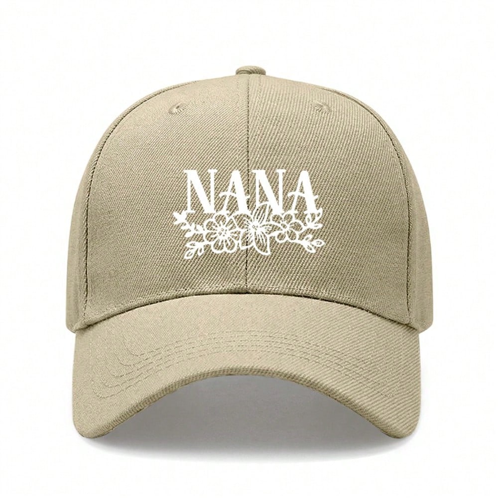Black Baseball Cap - Letter "NANA" Print Polyester Adjustable Breathable Curved Brim Sun Protection Casual Outdoor Sports For Grandma Gift