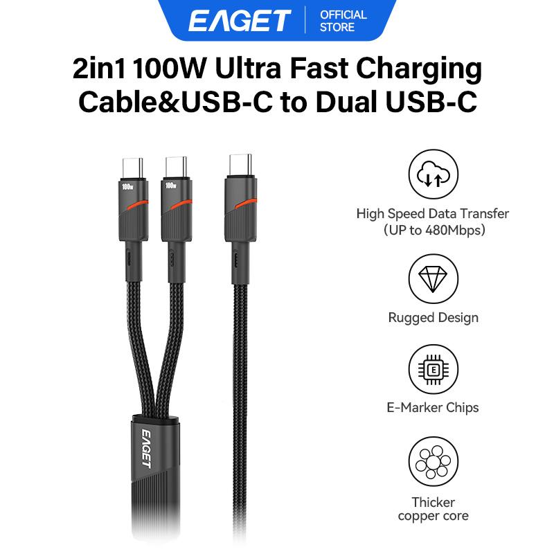 USB C Cable 100W 4 Ft 2-in-1 USB C To USB C Cable Fast Charging for iPhone 16/16 Pro Max/Plus Series,MacBook Air/Pro,iPad,and More