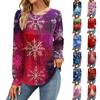 Women's Fashion Christmas Printed Dresses Autumn Casual Tops Long Sleeve Shirts Loose Pullovers