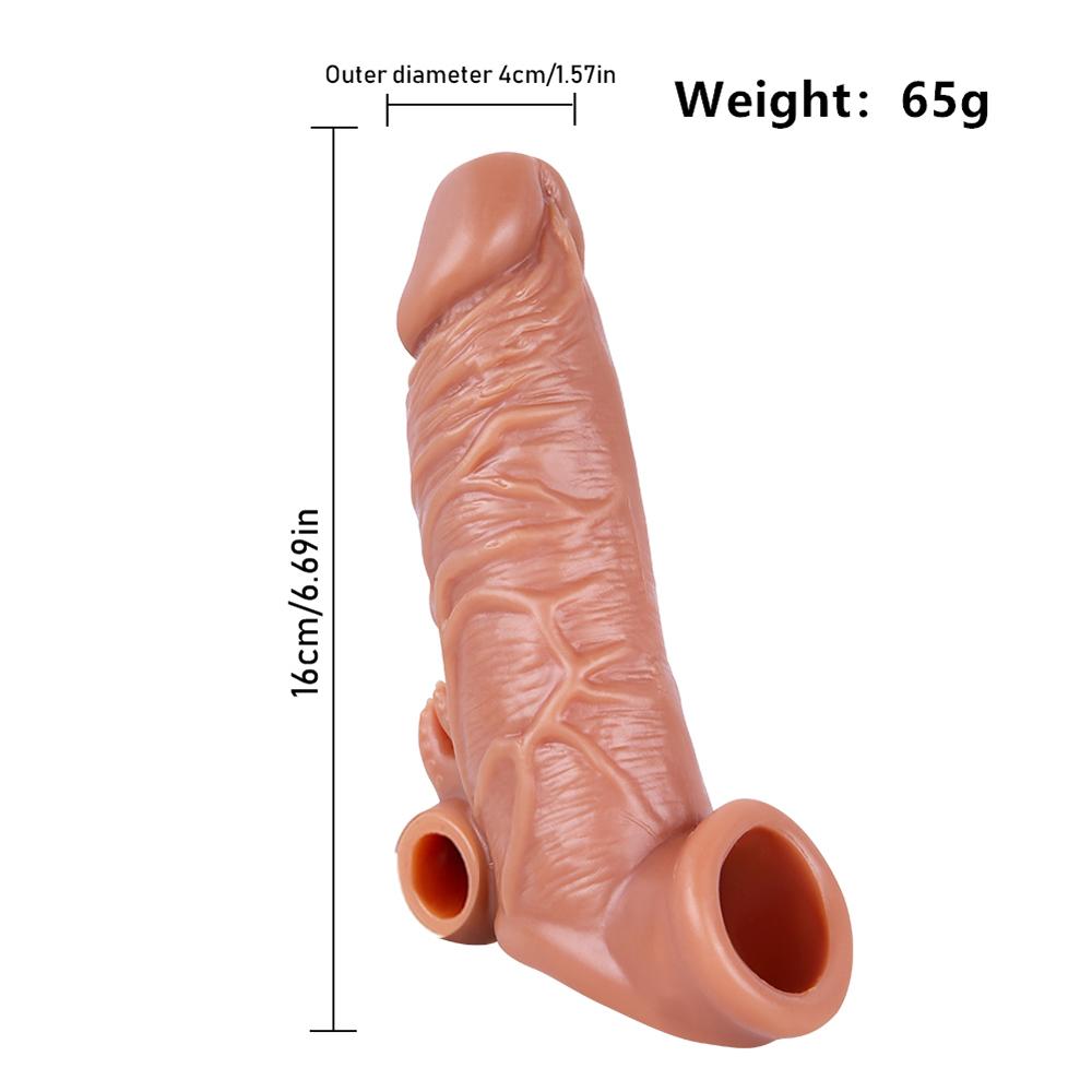 Reusable Condom Penis Extension Sleeve Delay Ejaculation Cock Cover Penis Extender Vibrator Sex Toys For Men Adults Products