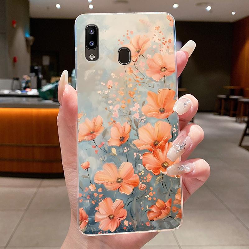 Phone Case For Samsung Galaxy A20E Flower Butterfly Protective Thin Cases For Samsung A20e Transparent Soft Silicone TPU Cover