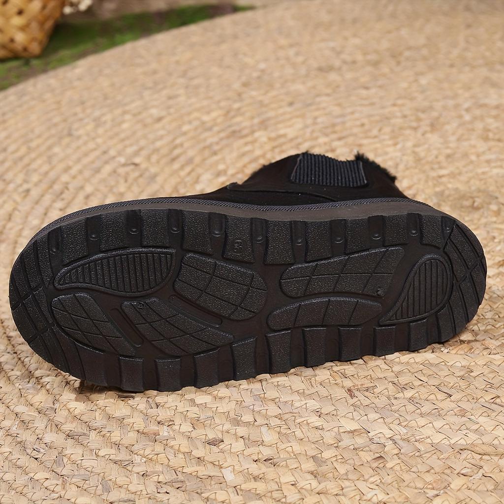 Женские зимние ботинки с флисовой подкладкой, резиновой подошвой и мягкой стелькой, однотонные, с круглым носком