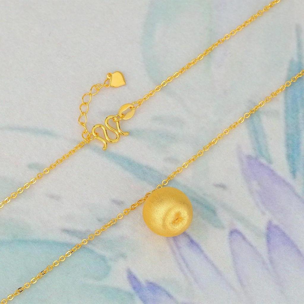 Gold-Plated Silver Christmas Apple Pendant Necklace - Light Luxury Chinese Style