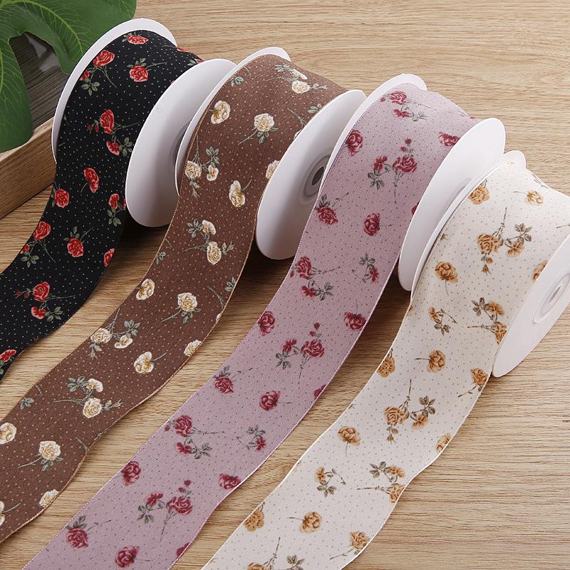 Handmade DIY Hair Accessories Double-Sided Rose Bow Herringbone Style Cloth Straps for Clothing & Straw Hats for Gifts Packaging