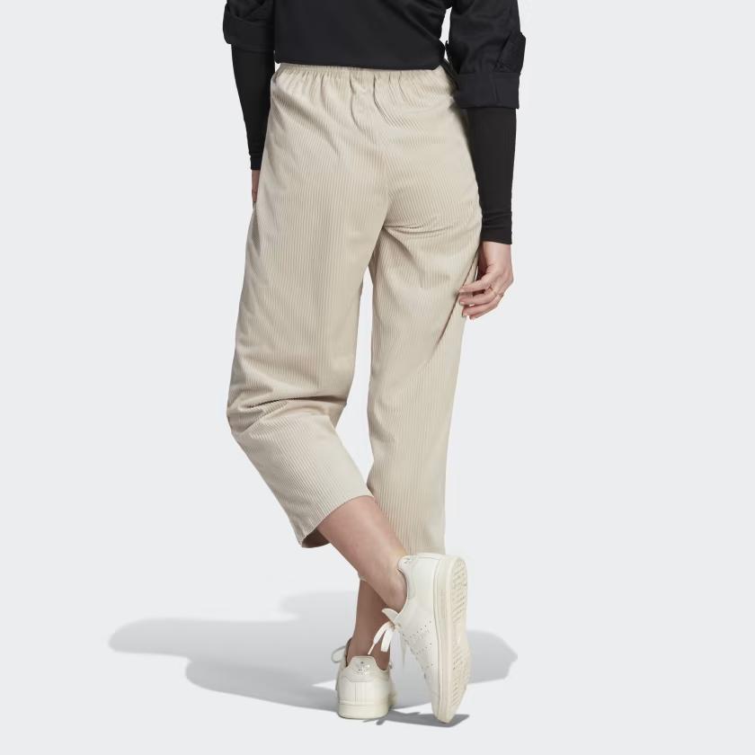Adidas Originals Open Hem Corduroy Pants With Trefoil Logo Women Bottoms Beige IM4313