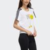 adidas Футболка женская с принтом Neo Cartoon, американская винтажная, повседневная, спортивная, с круглым вырезом, коротким рукавом и заниженной линией плеч, белая, H61982