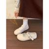 Gray retro round head flat bottom fluffy single shoes women's autumn and winter skirt velvet Mary Jane shoes