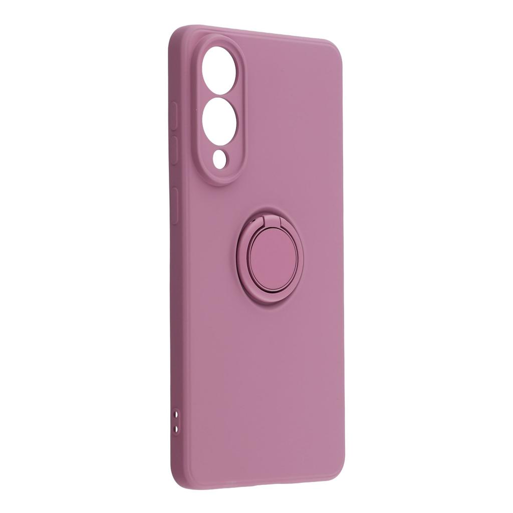 Силиконовый чехол для Samsung Galaxy S25 Edge с кольцом-подставкой и ремешком.