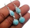 Solid 925 Sterling Silver Earing, Larimar Earring, Gemstone Earring, Earrings For Women, Gift For Her, Silver Jewelry