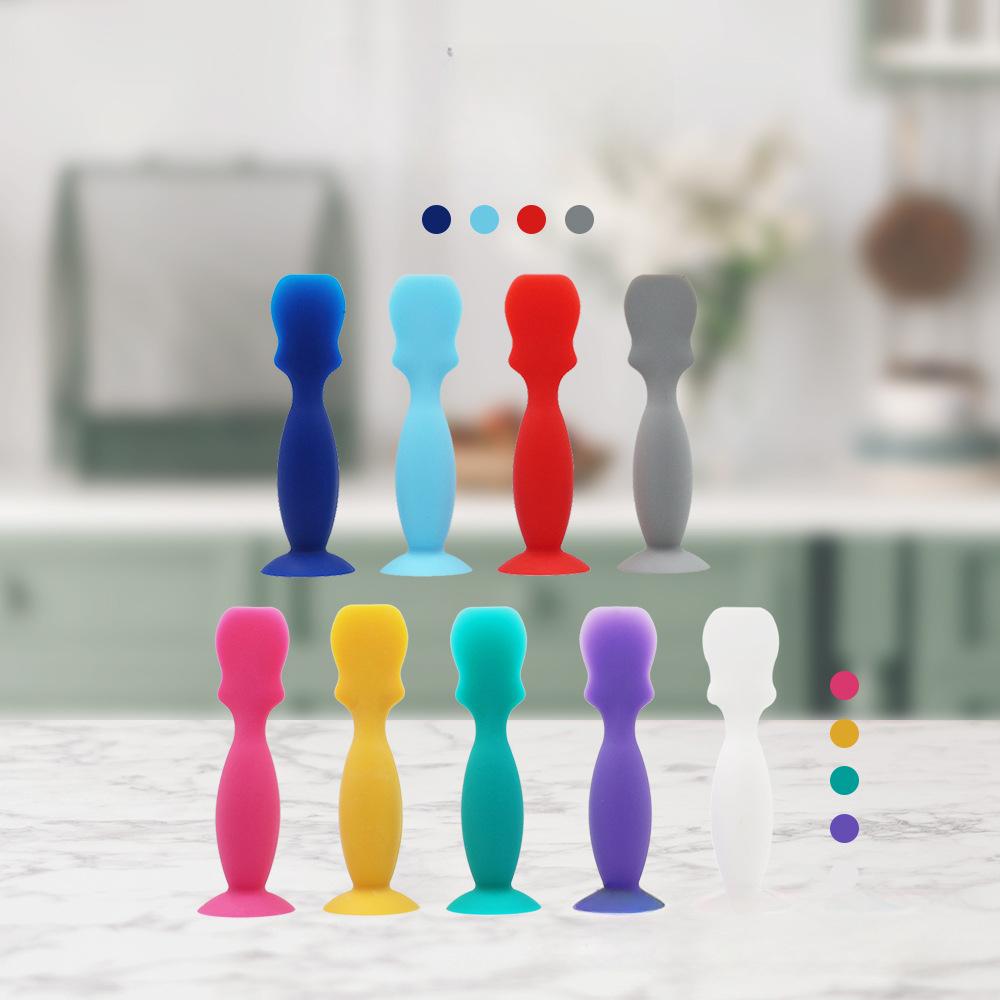 New Silicone Diaper Cream Applicator Silicone Medicine Spoon with Suction Cup Silicone Beauty Scraper