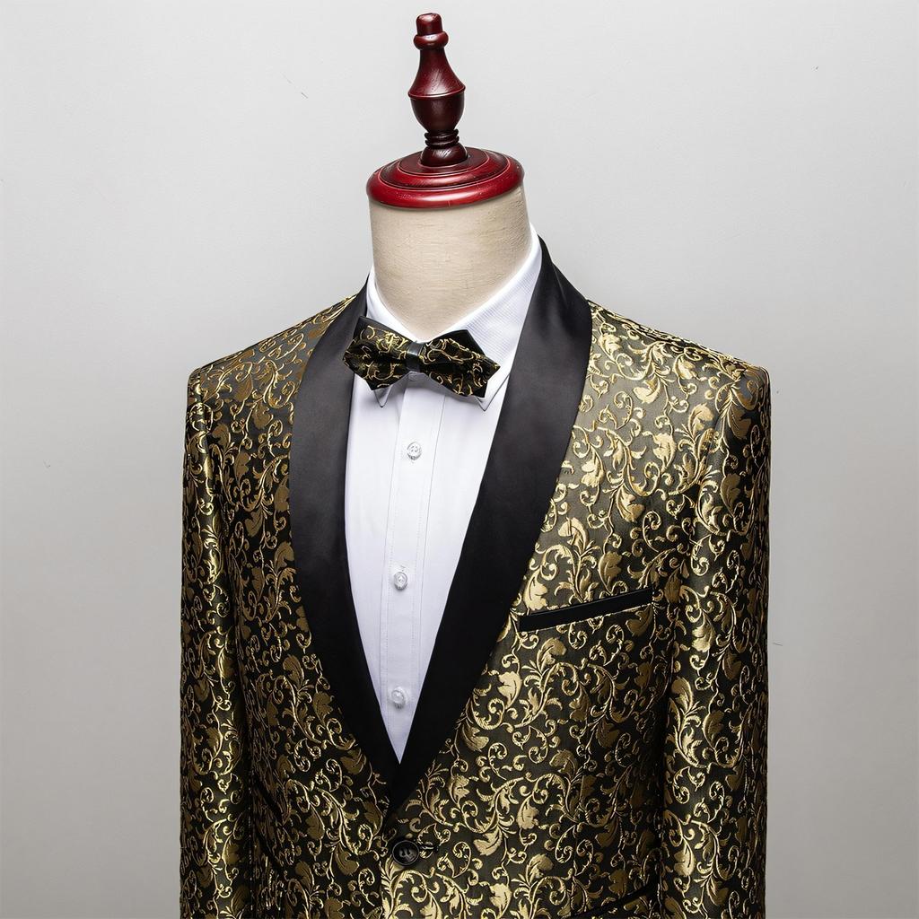 Мужские пиджаки жаккардовый костюм многоцветный тонкий выпускной свадебный сценический костюм