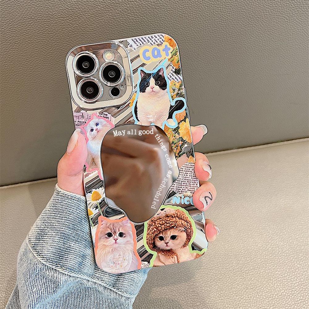 Роскошный чехол для телефона Make UP Mirror Wave для iPhone 13 11 16 Pro Max 14 15 12 16promax 15promax с рисунком собак, кошек и животных