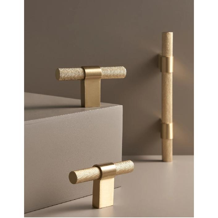 Nurlin Solid Brass Knurling Patterned Cabinet T-bar Extended Length 40 Inches Kitchen Appliances Dishwashers Refrigerators Pull