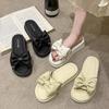 High-end Women's Cool Slippers Summer Wear Beautiful Bow One-word Drag Versatile Fashion Women's Shoes