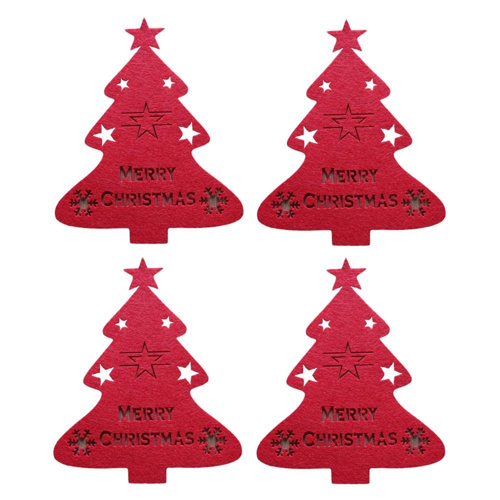 4 шт. Нетканый материал Рождественский держатель для столовых приборов Санта-Клаус Рождественская елка Карман для столовых приборов Сумка для столовых приборов Чехол для столовых приборов с лосем