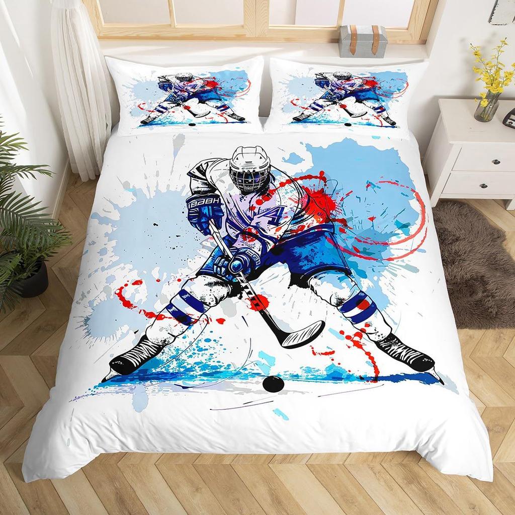 Ice Hockey 3D Digital Printing Quilt Cover Home Textile Three-Piece Three-Piece Set