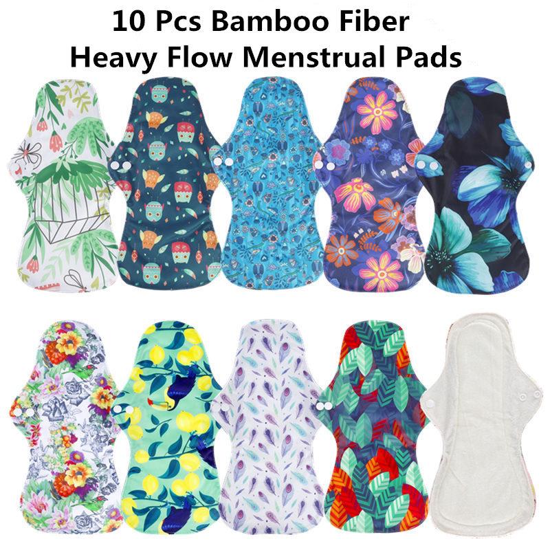 10Pcs Heavy Flow Mama Тканевые менструальные прокладки Многоразовые гигиенические прокладки